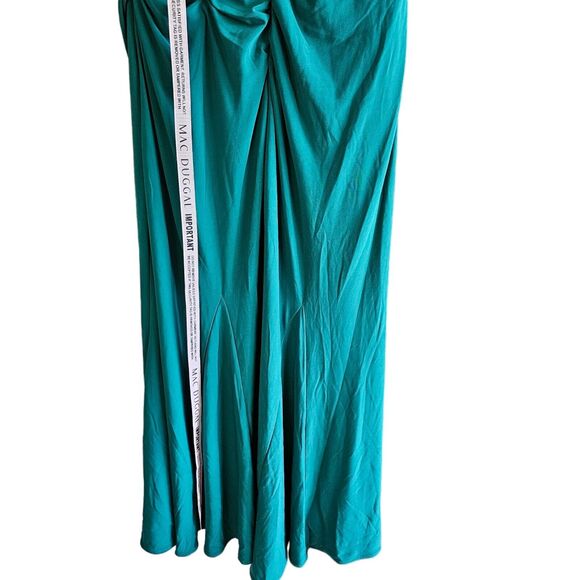 Mac Duggal 26484 Ruched Off The Shoulder Midi Dress Size 2 Emerald Green - Picture 9 of 13